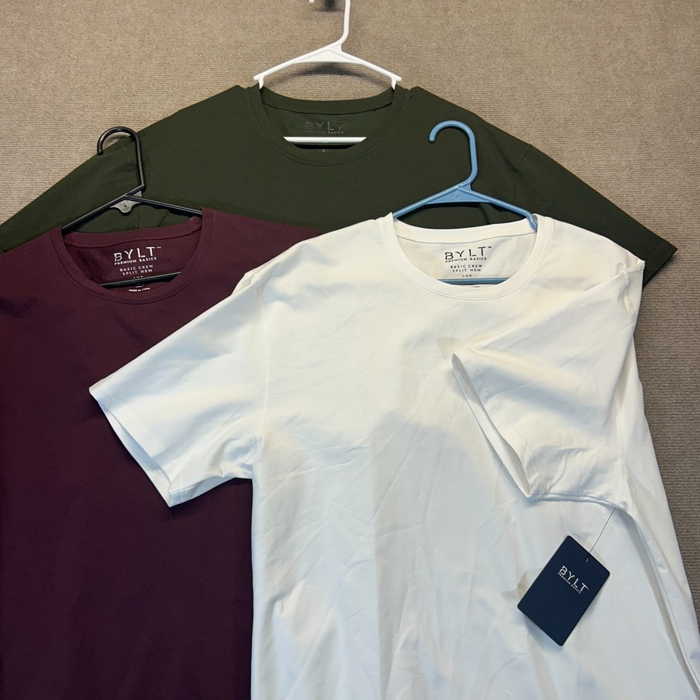 BYLT Lot of 3 T Shirts Men's XL Basic Crew Split Hem Lux Premium Basics (1 New)